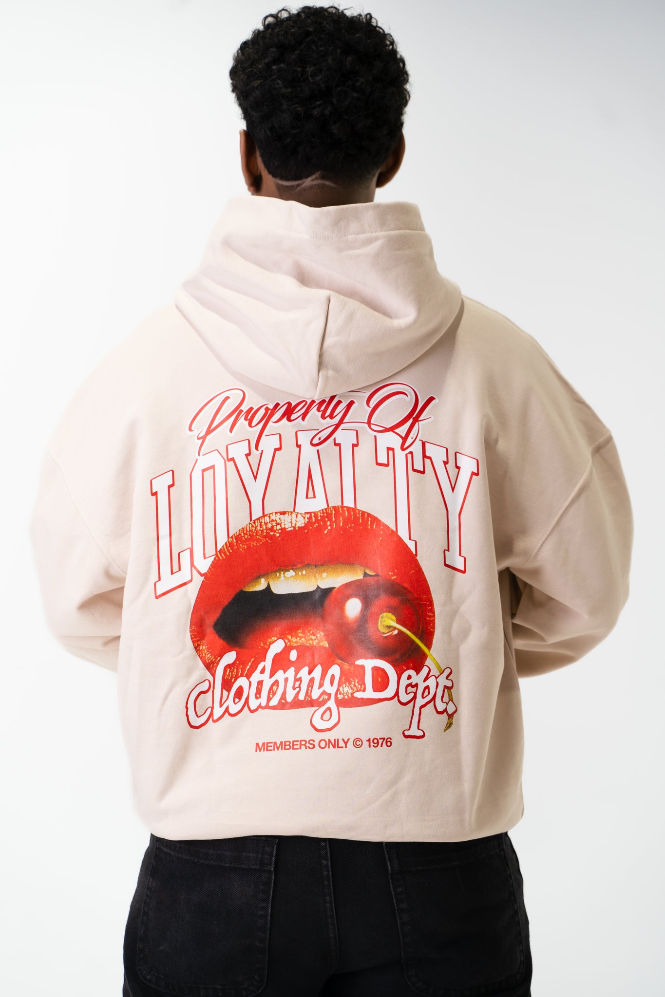 Hoddie Beige "Lips & Cherry Loyalty"