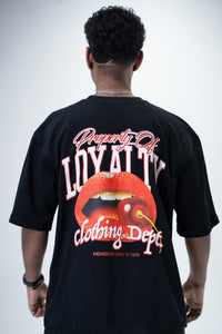 T-Shirt Oversize Black "Lips & Cherry Loyalty"