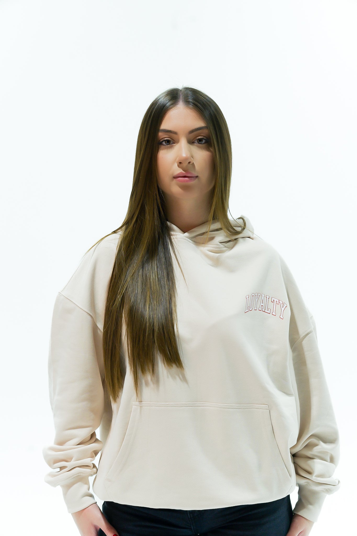 Hoddie Beige "Lips & Cherry Loyalty"