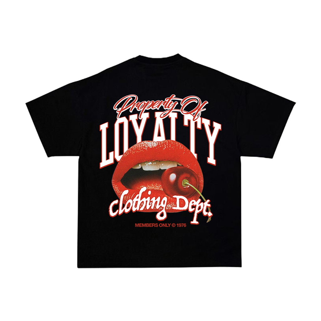 T-Shirt Oversize Black "Lips & Cherry Loyalty"